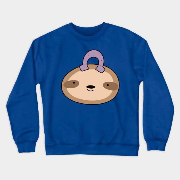 Horseshoe Sloth Face Crewneck Sweatshirt by saradaboru